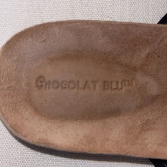 Chocolat Blu Black Leather Slides - Picture 5 of 7